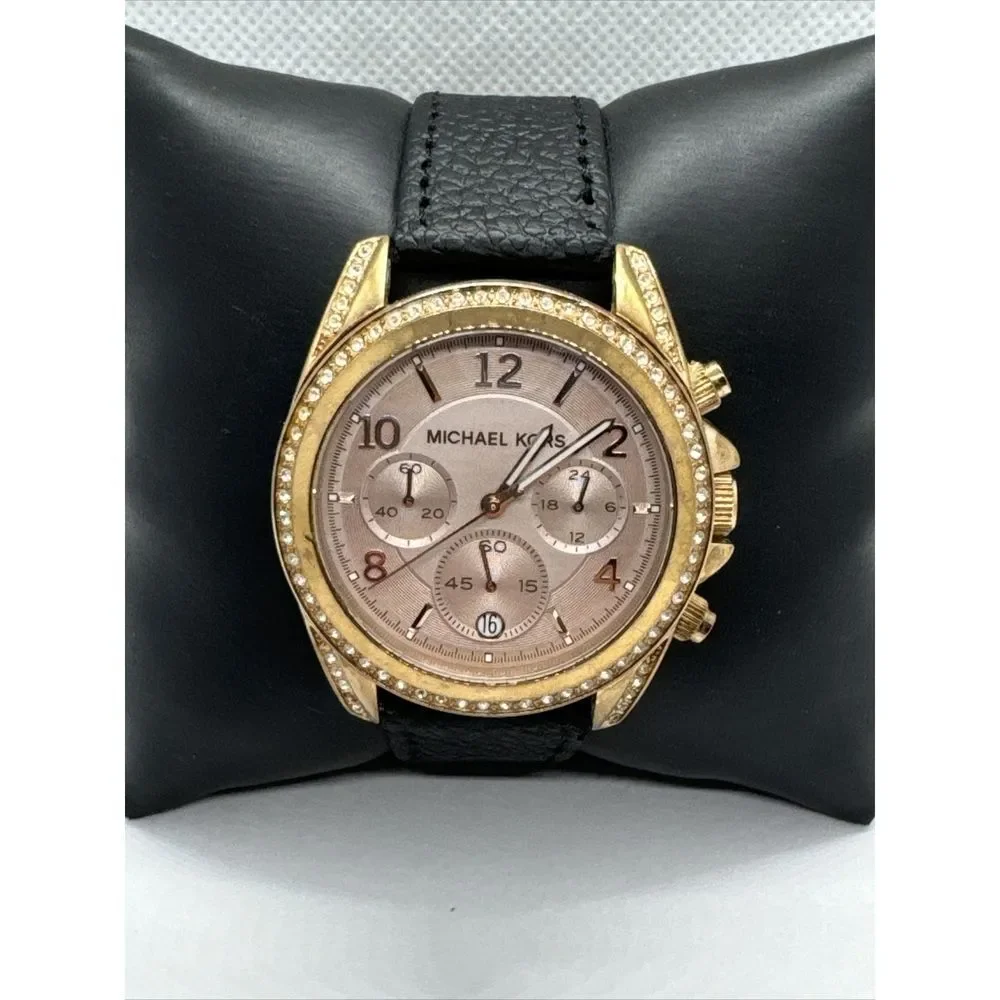 Michael Kors Blair MK5943 Women's Black Leather Analog Dial Wrist Watch JNA812